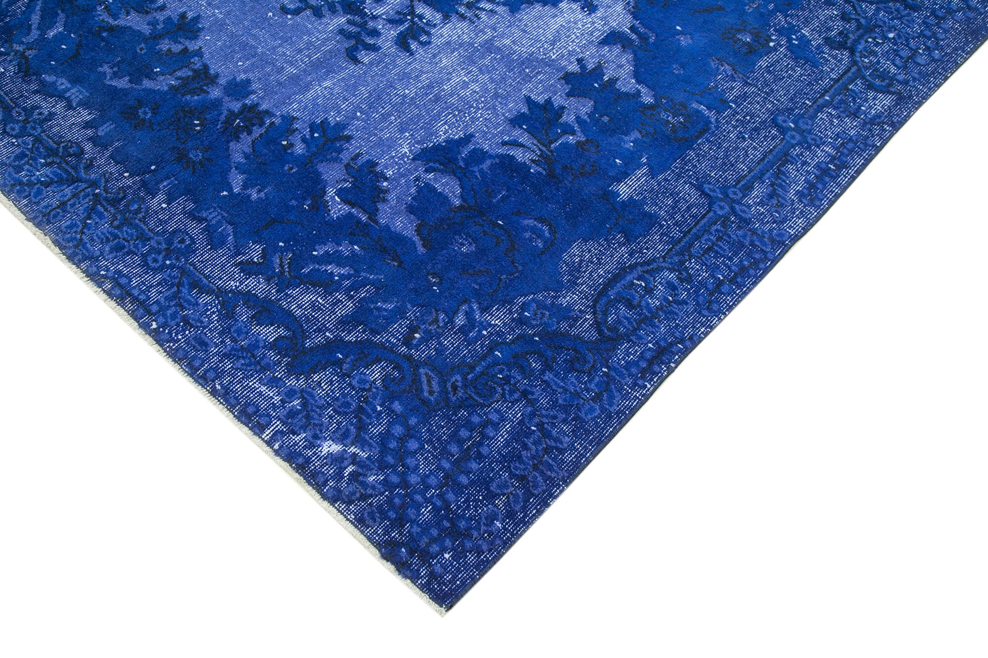 Vintage Cotton Wool Rug - Hand Woven Turkish Area Rug 5'9'' x 8'11'' Blue Vintage Carpet