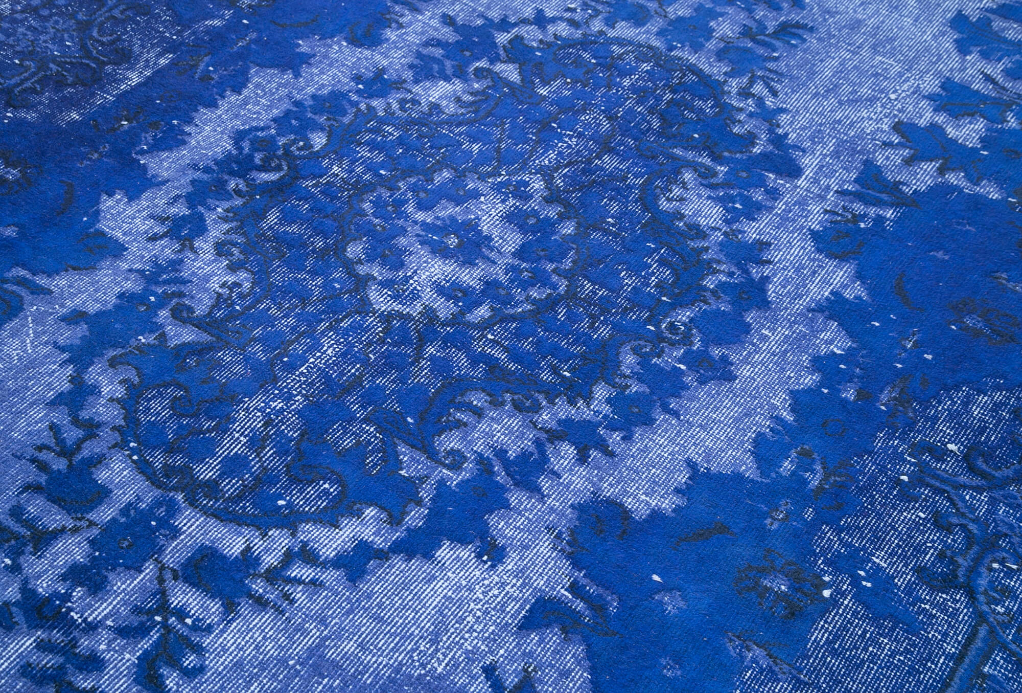 Vintage Cotton Wool Rug - Hand Woven Turkish Area Rug 5'9'' x 8'11'' Blue Vintage Carpet