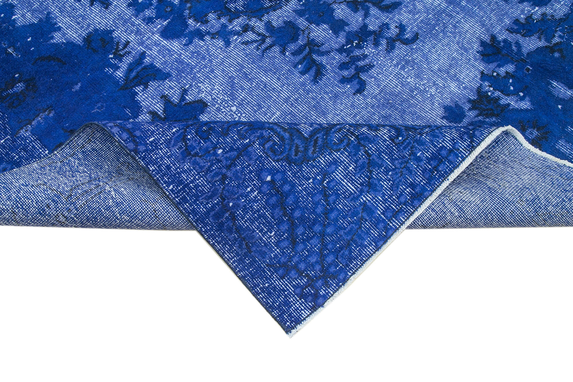 Vintage Cotton Wool Rug - Hand Woven Turkish Area Rug 5'9'' x 8'11'' Blue Vintage Carpet