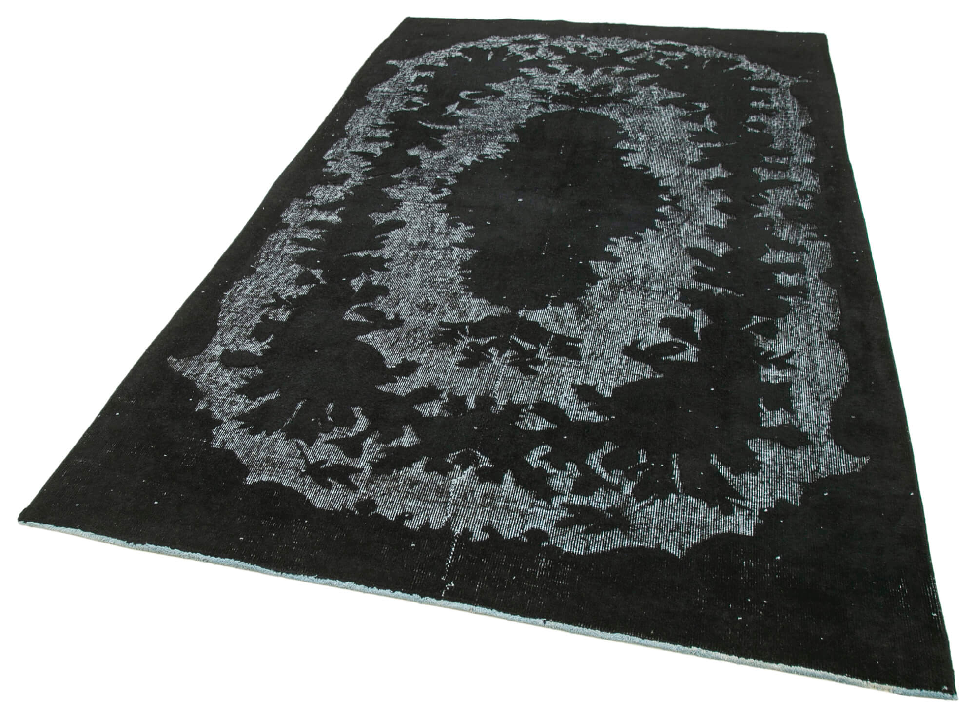 Handmade Vintage Area Rug - Black Cotton Wool Carpet 5'7''x9'1'' Durable Woven Rug
