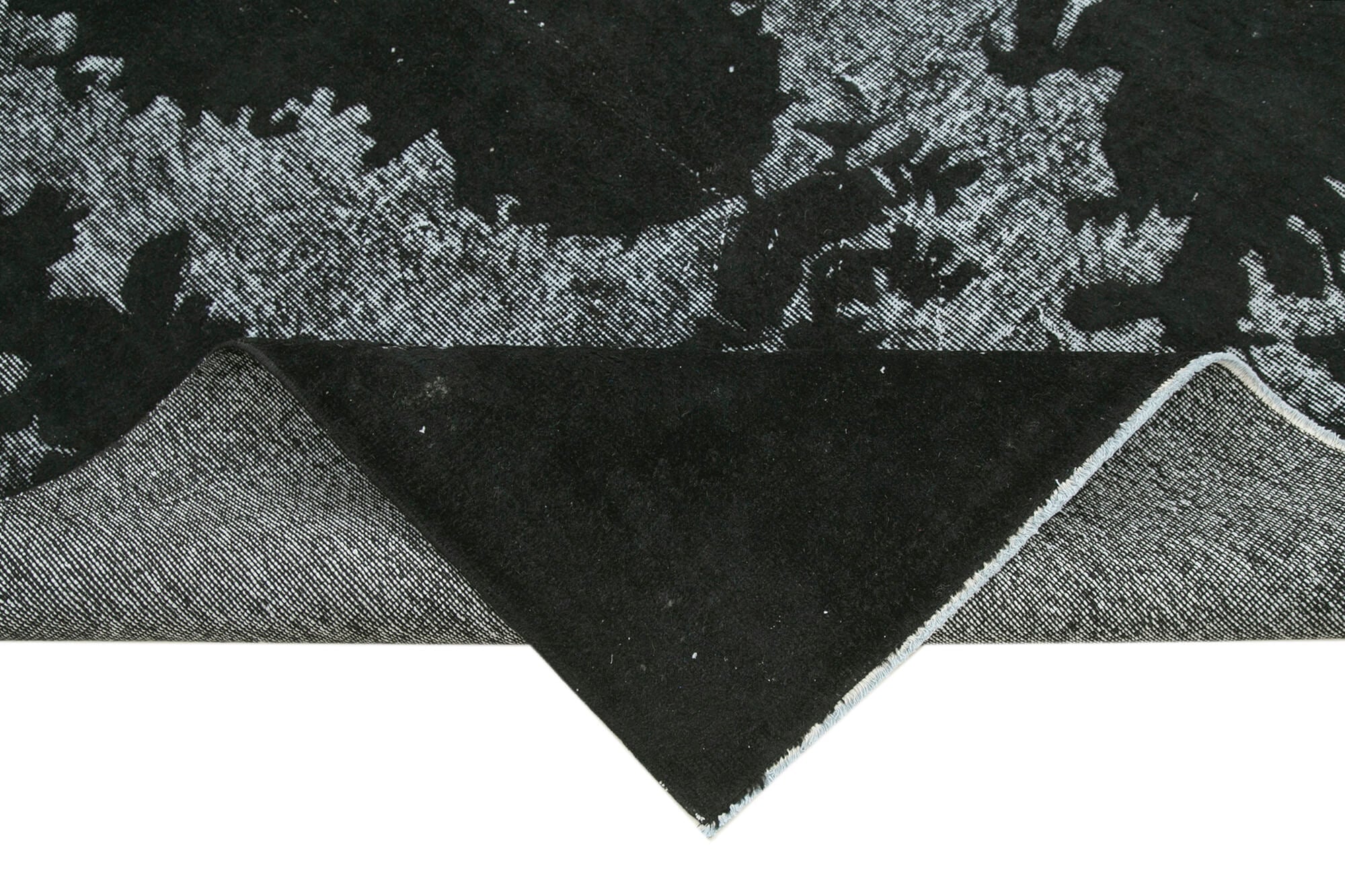 Handmade Vintage Area Rug - Black Cotton Wool Carpet 5'7''x9'1'' Durable Woven Rug