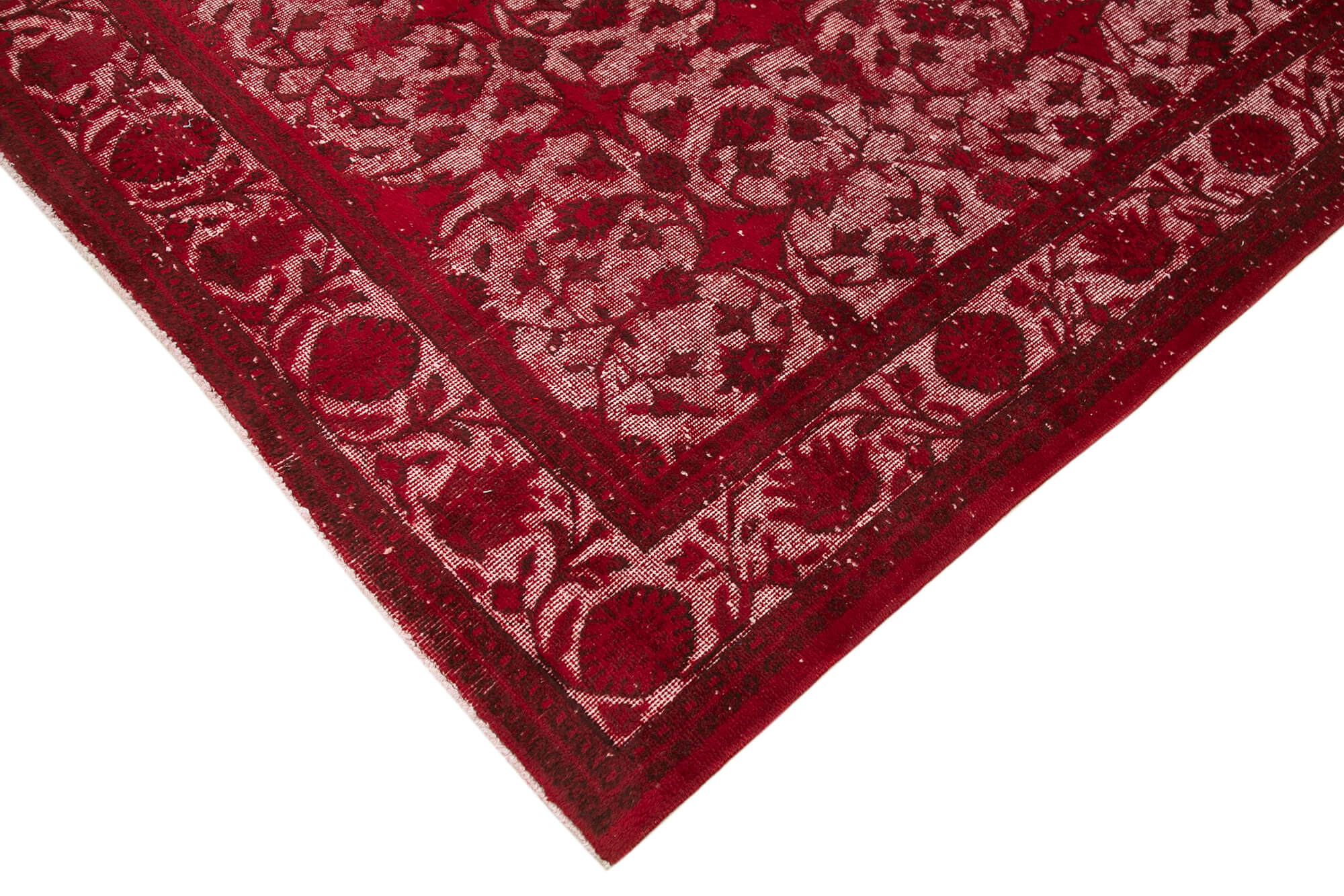 Vintage Wool Area Rug - Handmade Cotton Rug 7x10, Red Turkish Hand Knotted Carpet