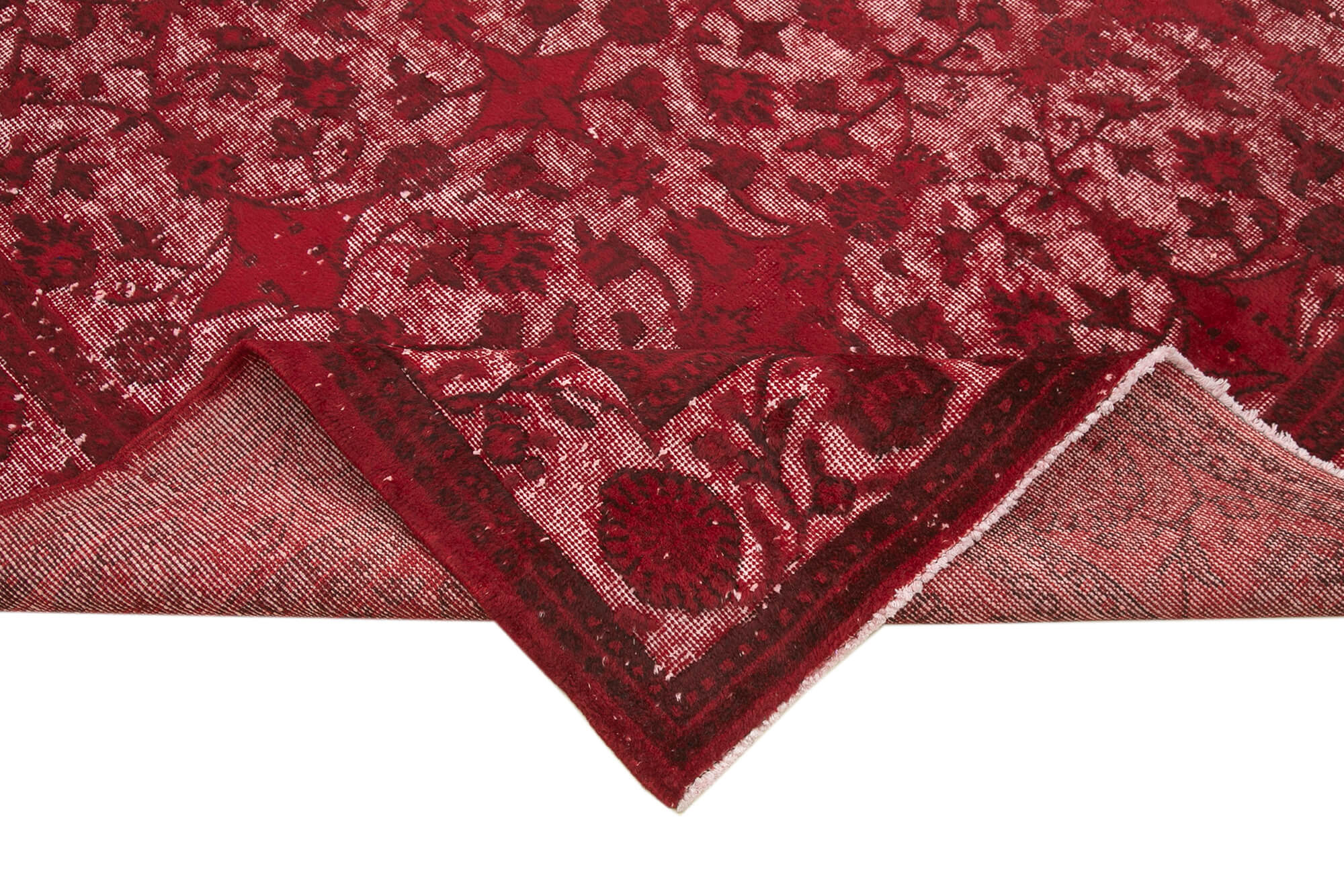 Vintage Wool Area Rug - Handmade Cotton Rug 7x10, Red Turkish Hand Knotted Carpet