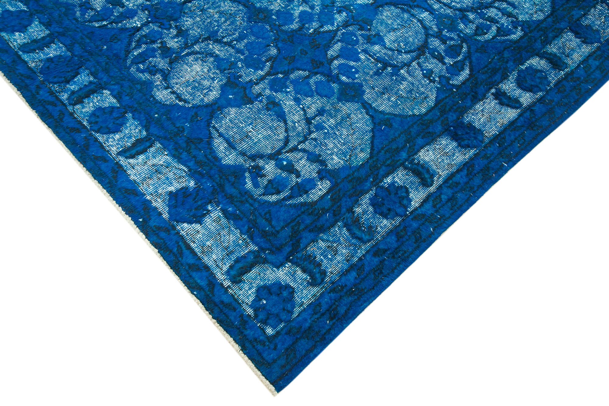 Vintage Wool Area Rug | Turkish Hand Knotted Handmade Cotton Rug 7'1''x10'4'' Blue Vintage