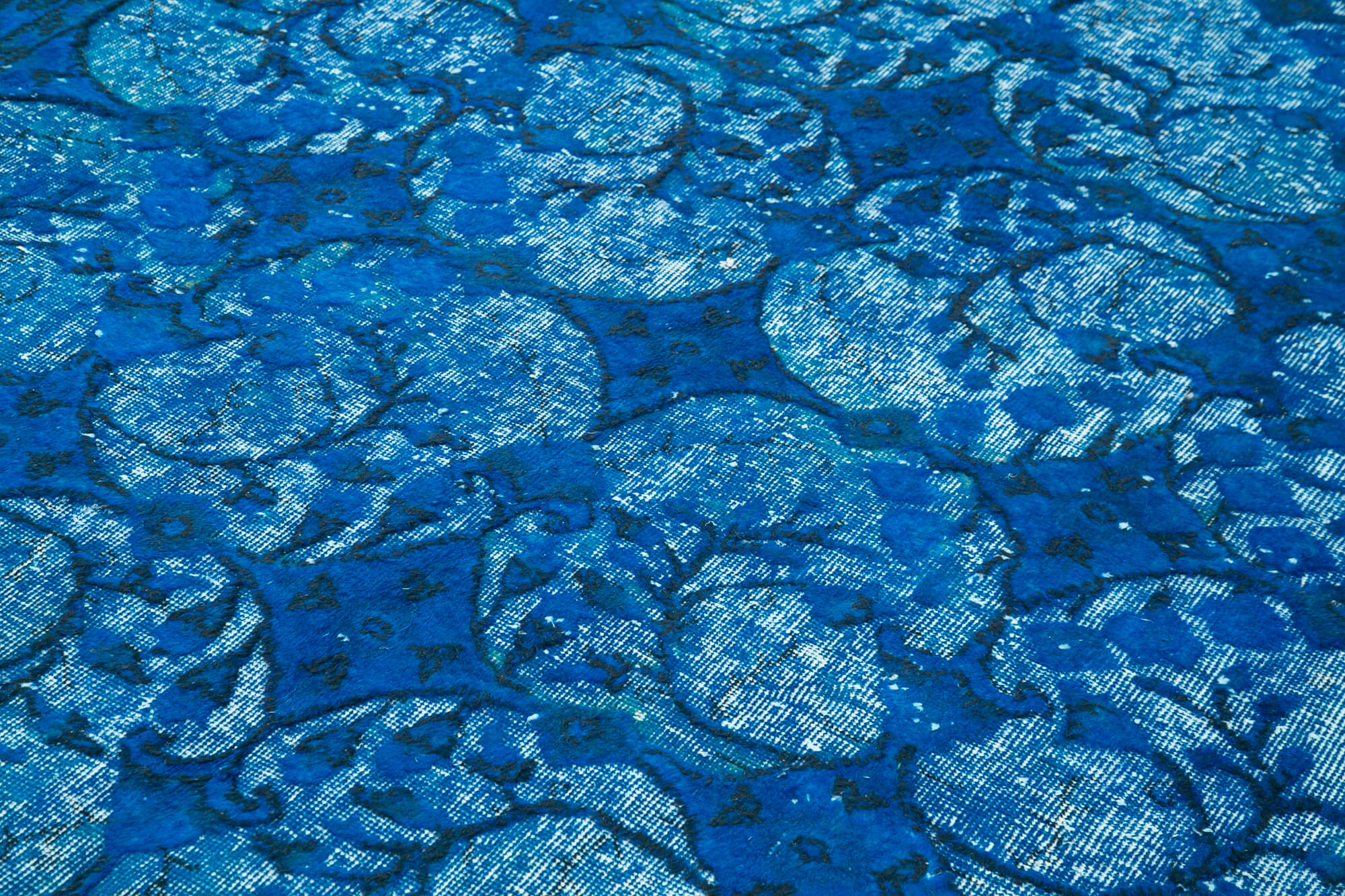 Vintage Wool Area Rug | Turkish Hand Knotted Handmade Cotton Rug 7'1''x10'4'' Blue Vintage