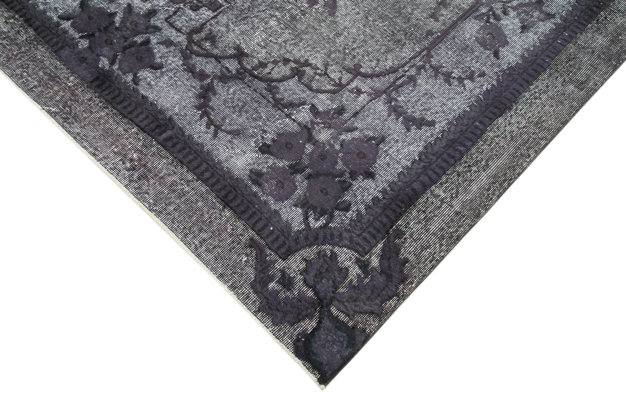 Vintage Handmade Area Rug – Grey Cotton Wool Carpet, 6x10 Rustic Style Rug