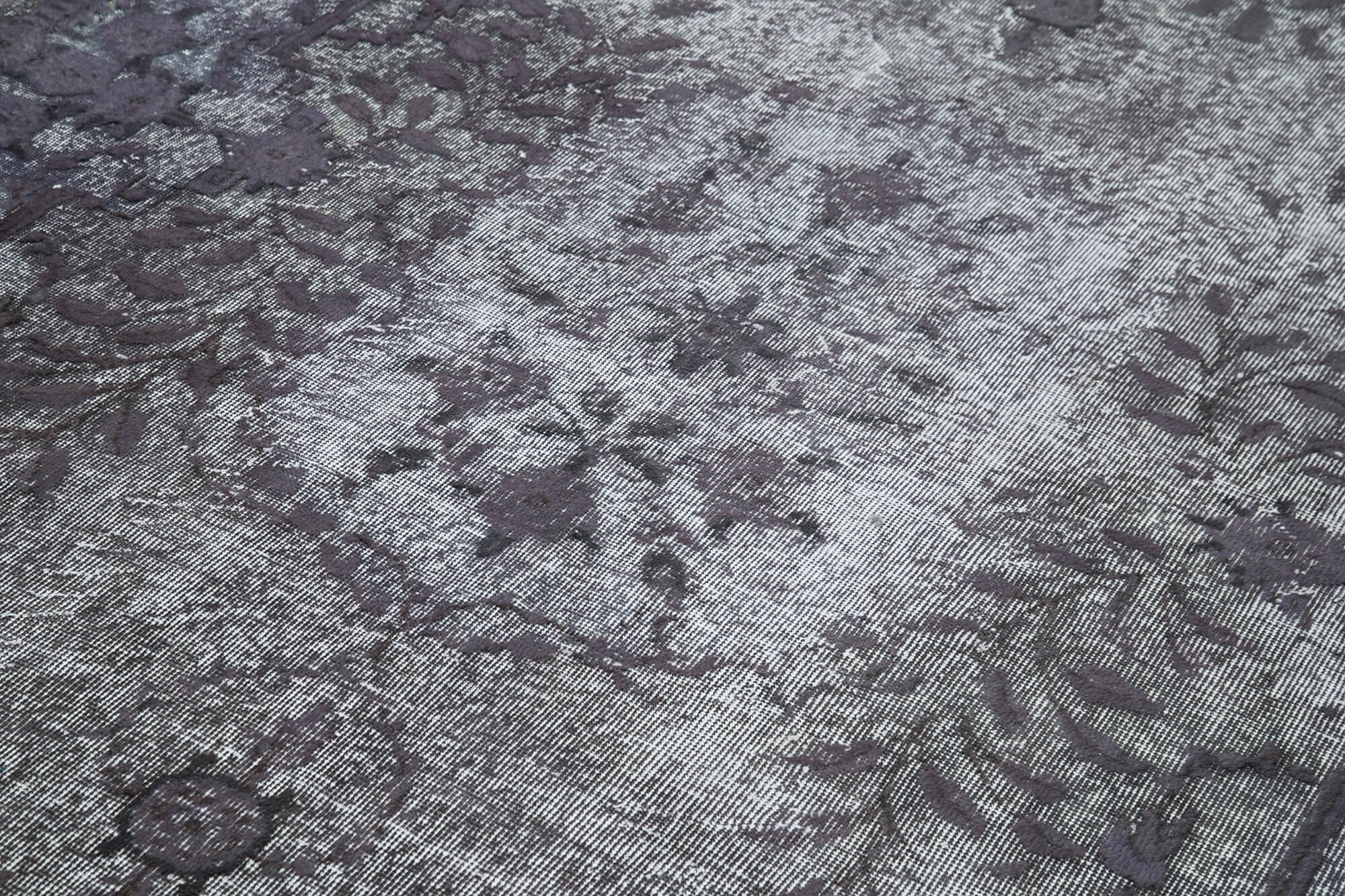 Vintage Handmade Area Rug – Grey Cotton Wool Carpet, 6x10 Rustic Style Rug