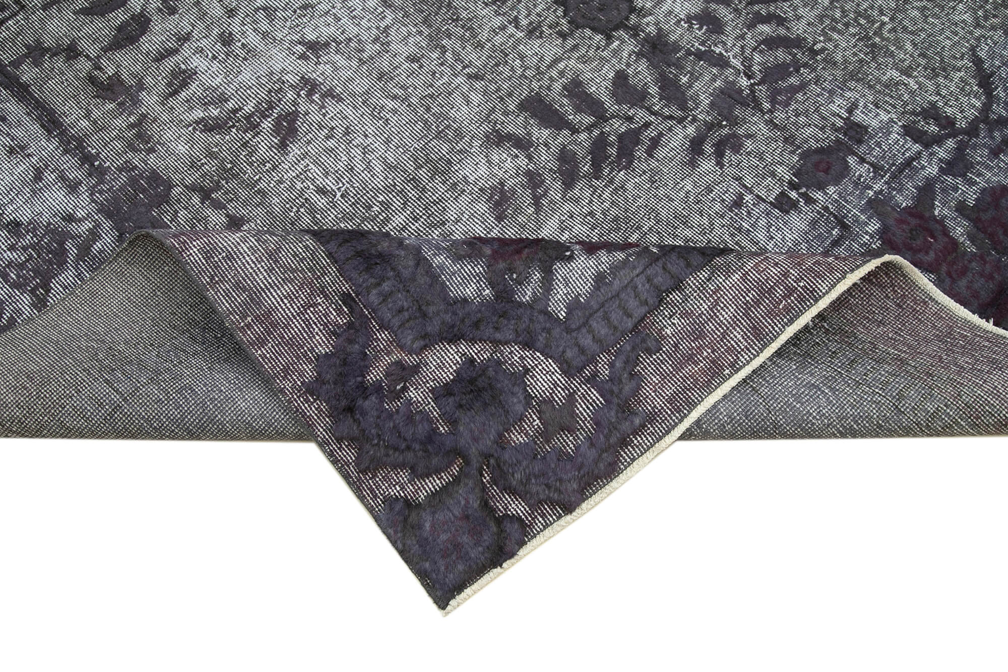 Vintage Handmade Area Rug – Grey Cotton Wool Carpet, 6x10 Rustic Style Rug