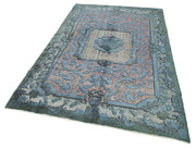 Vintage Handmade Area Rug - Blue Cotton Wool Rug | Hand Knotted Turkish Carpet 5'2''x8'3''
