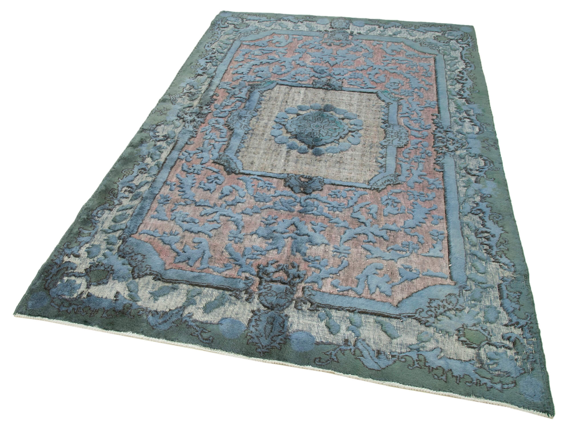 Vintage Handmade Area Rug - Blue Cotton Wool Rug | Hand Knotted Turkish Carpet 5'2''x8'3''
