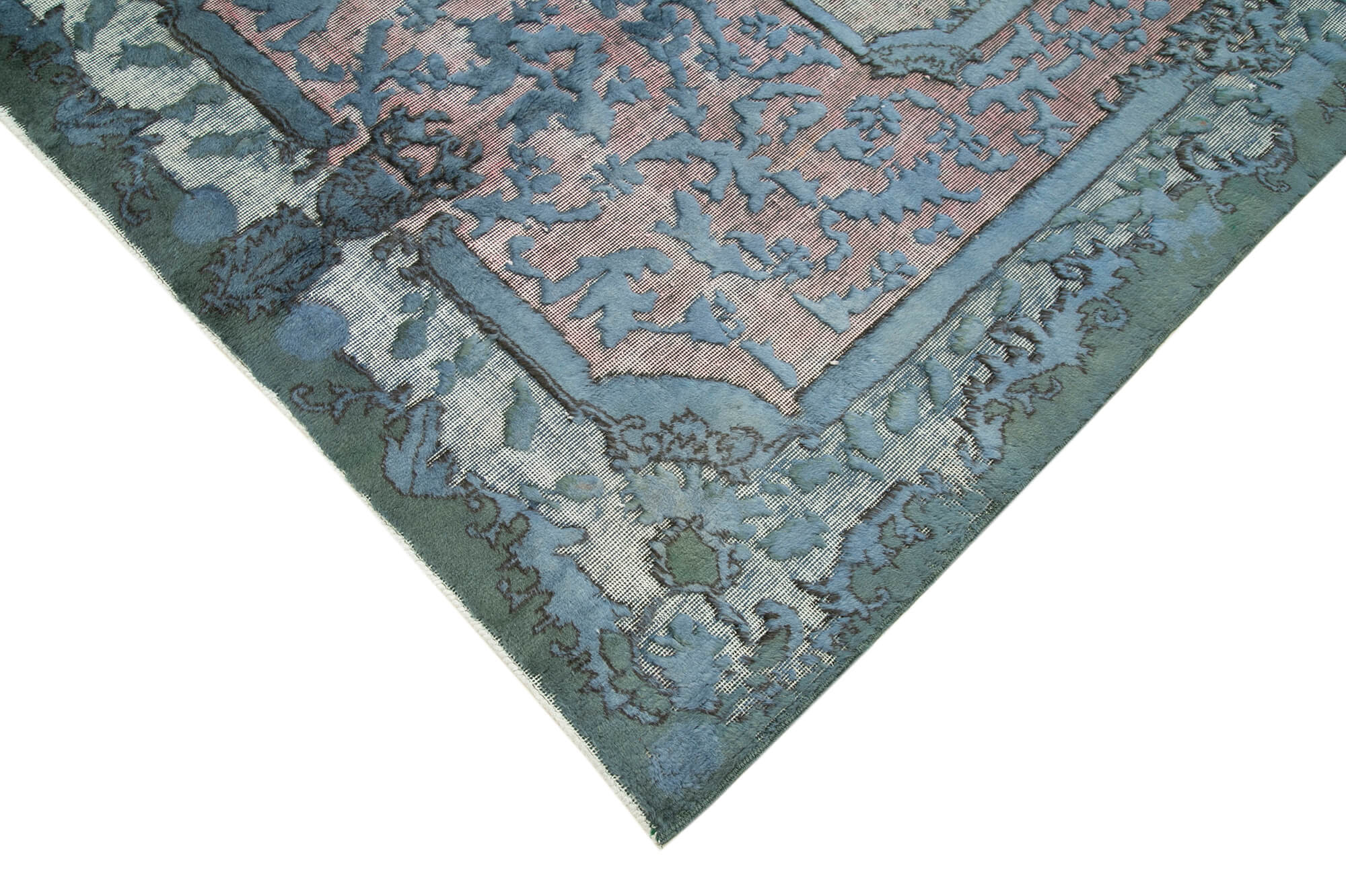 Vintage Handmade Area Rug - Blue Cotton Wool Rug | Hand Knotted Turkish Carpet 5'2''x8'3''