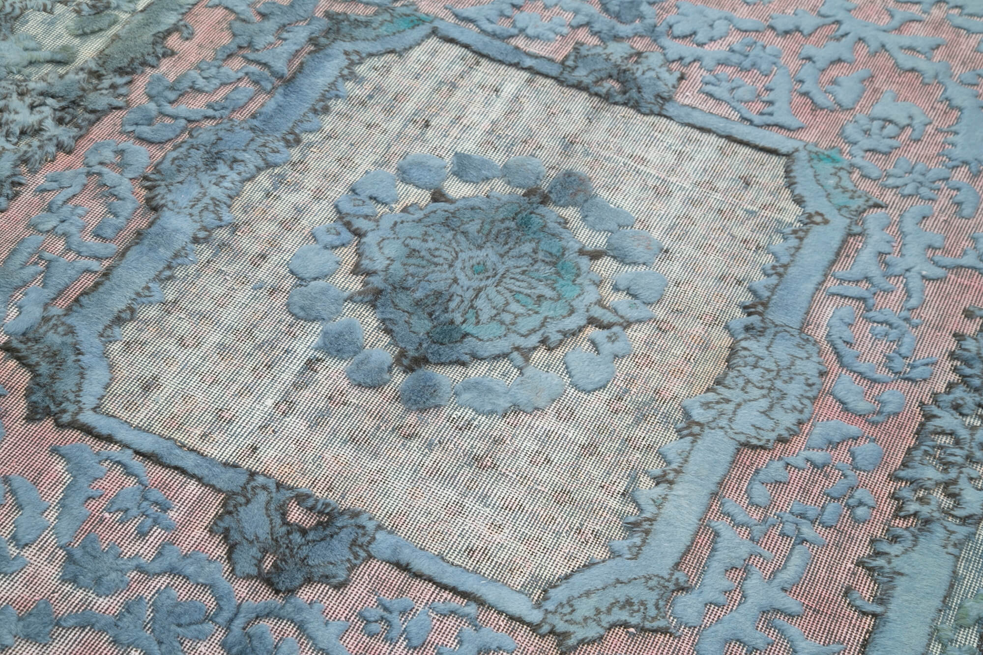 Vintage Handmade Area Rug - Blue Cotton Wool Rug | Hand Knotted Turkish Carpet 5'2''x8'3''