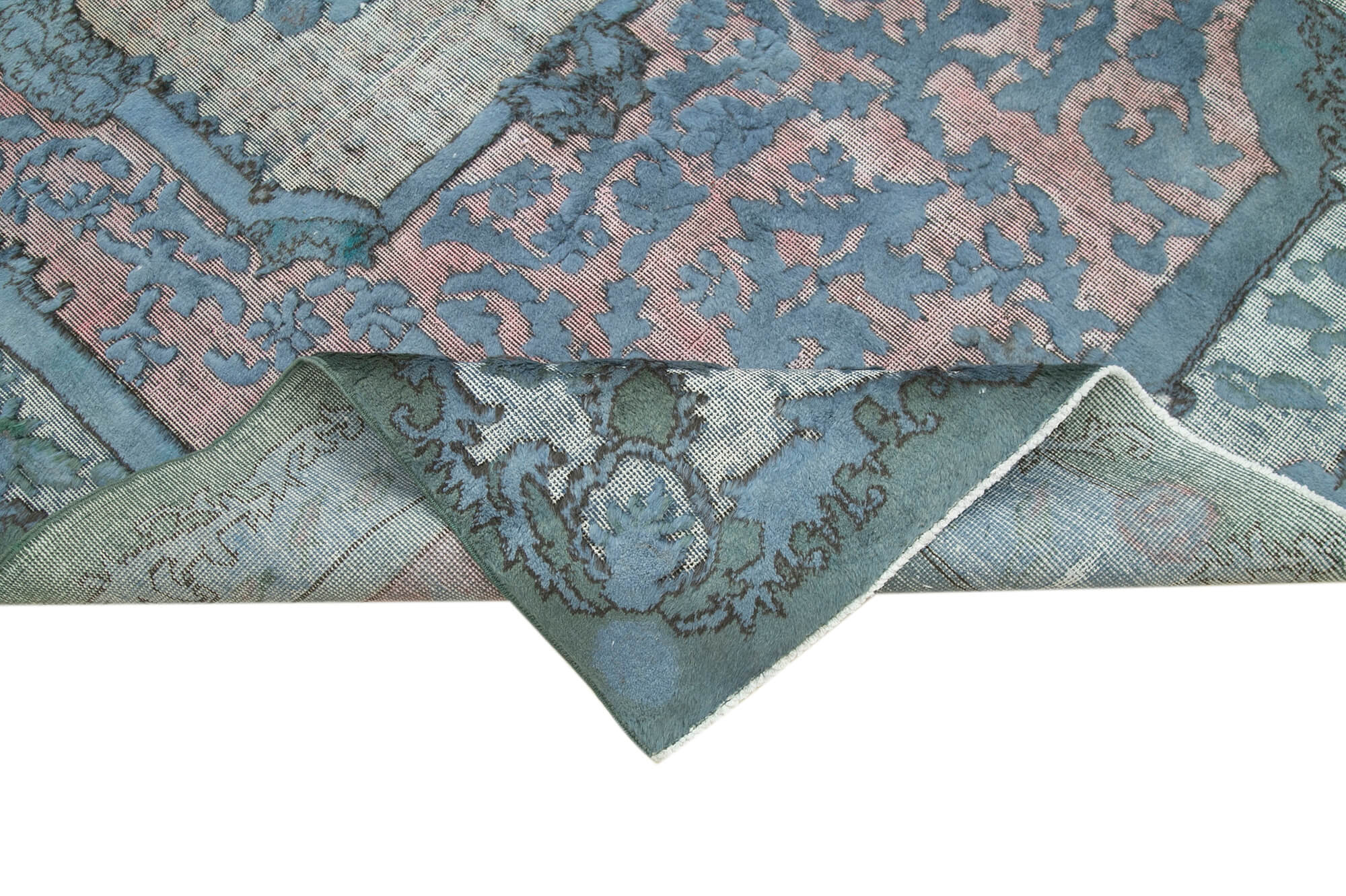Vintage Handmade Area Rug - Blue Cotton Wool Rug | Hand Knotted Turkish Carpet 5'2''x8'3''