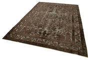 Vintage Wool Area Rug - Handwoven Brown Cotton Wool Carpet 6'10''x9'9''