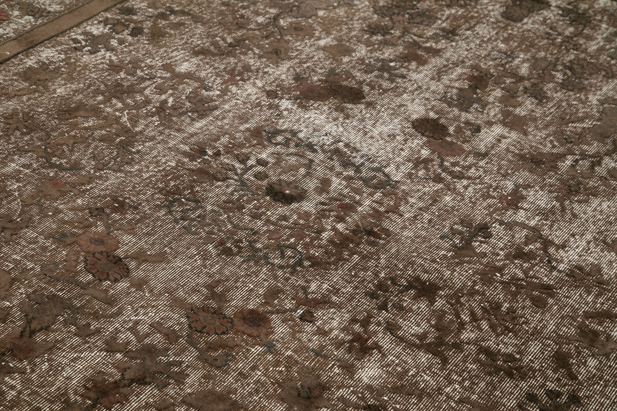 Vintage Wool Area Rug - Handwoven Brown Cotton Wool Carpet 6'10''x9'9''