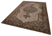 Vintage Wool Area Rug – Handmade Cotton Rug | Turkish Hand Knotted Carpet 7x10 Brown