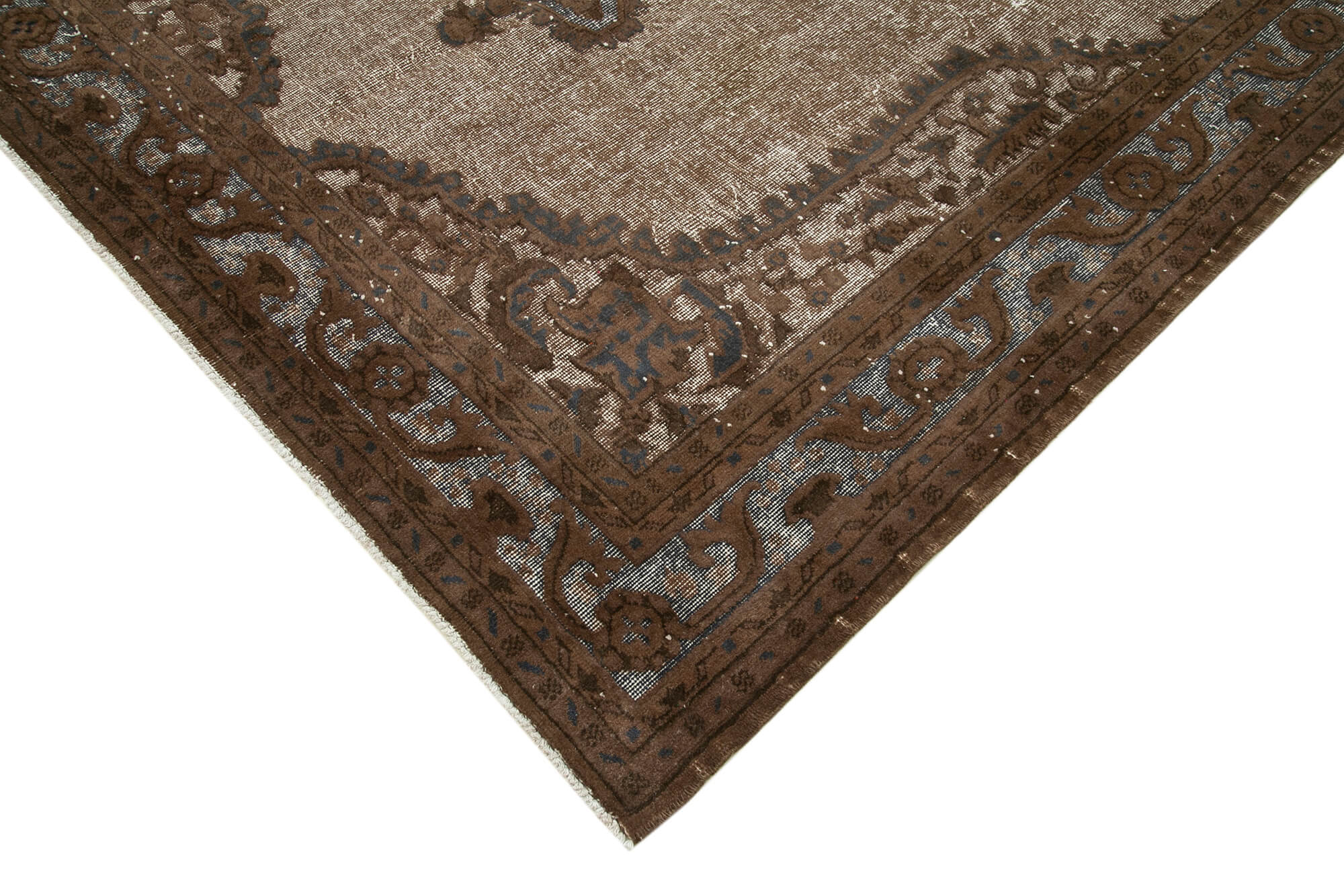 Vintage Wool Area Rug – Handmade Cotton Rug | Turkish Hand Knotted Carpet 7x10 Brown