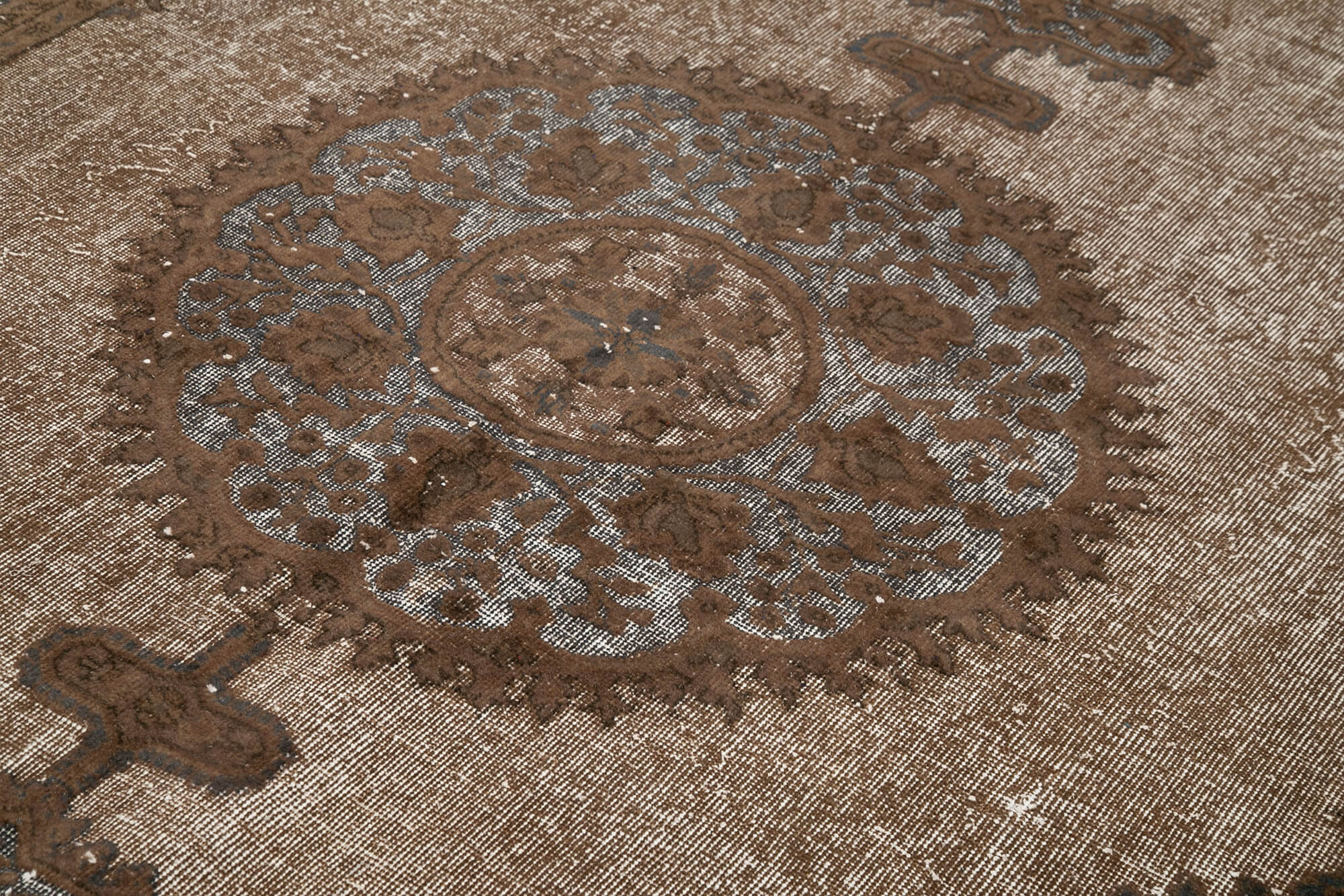 Vintage Wool Area Rug – Handmade Cotton Rug | Turkish Hand Knotted Carpet 7x10 Brown