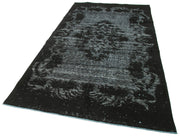 Vintage Handmade Area Rug – Black Cotton Wool Rug 4'11''x9'3'' | Hand Woven Turkish Wool Carpet