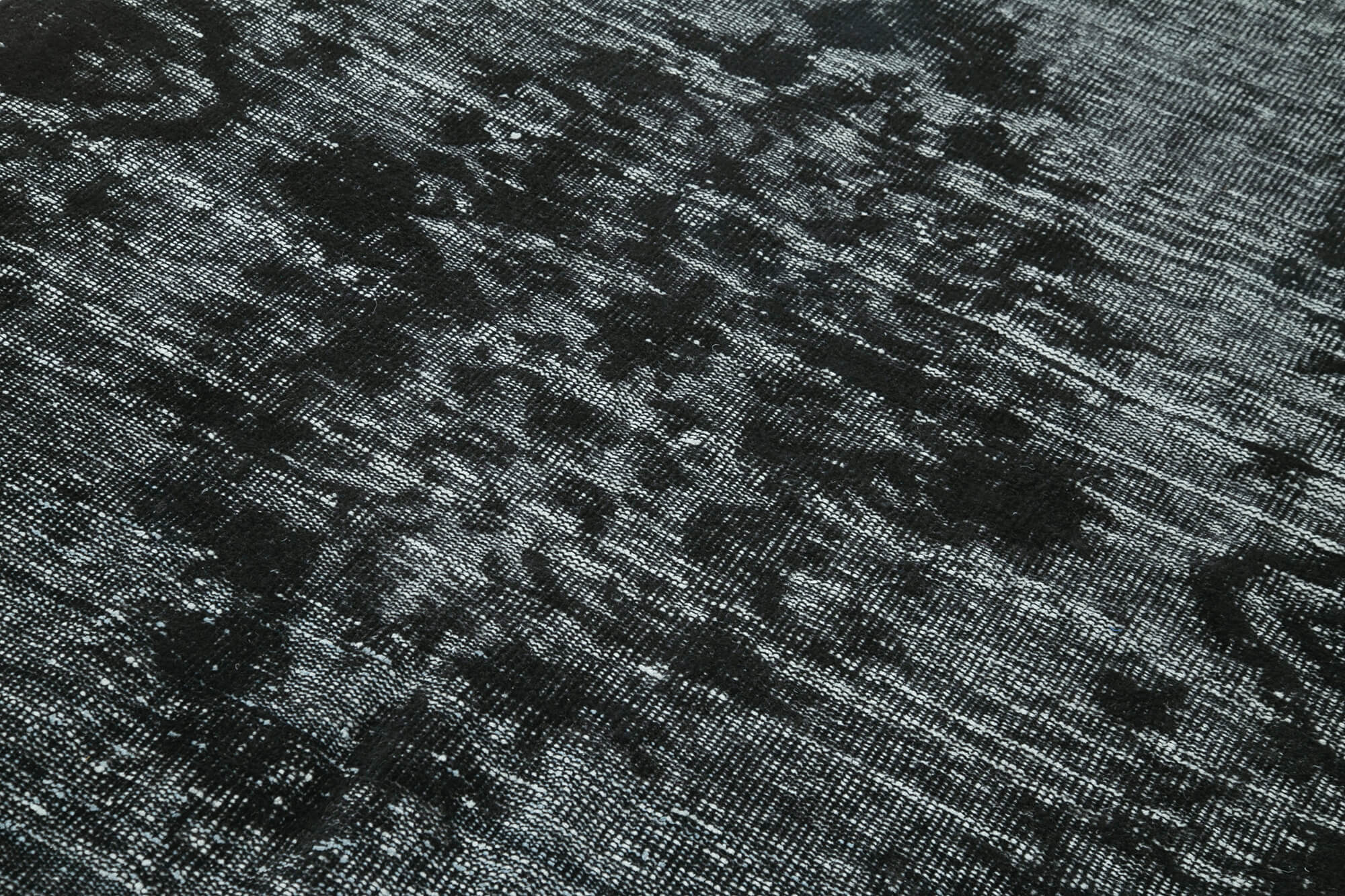 Vintage Handmade Area Rug – Black Cotton Wool Rug 4'11''x9'3'' | Hand Woven Turkish Wool Carpet