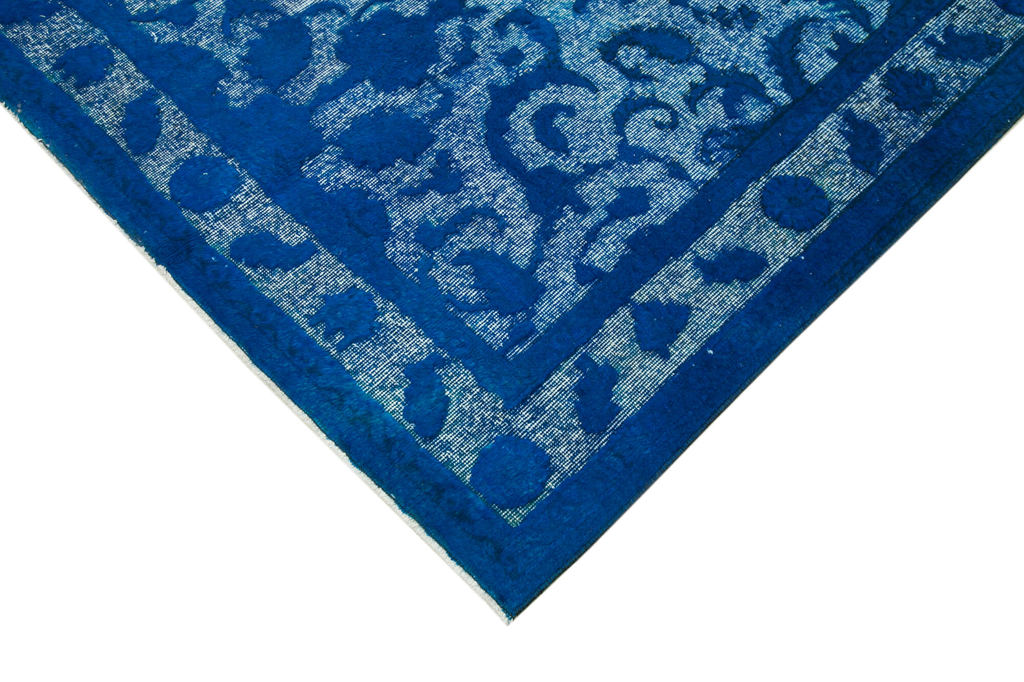 Vintage Wool Area Rug – Hand Woven Turkish Blue Handmade Rug 4'8''x8'0''