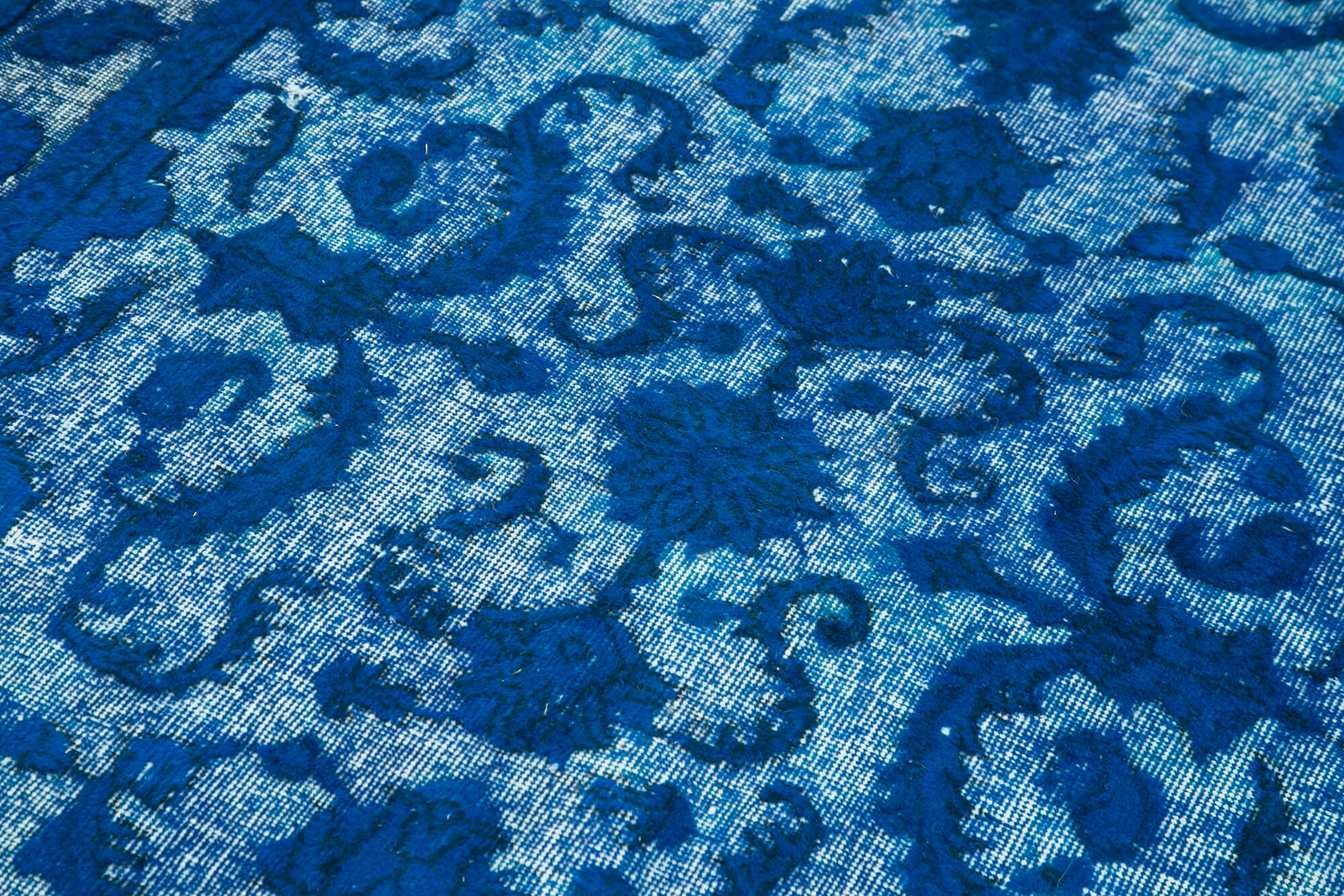 Vintage Wool Area Rug – Hand Woven Turkish Blue Handmade Rug 4'8''x8'0''