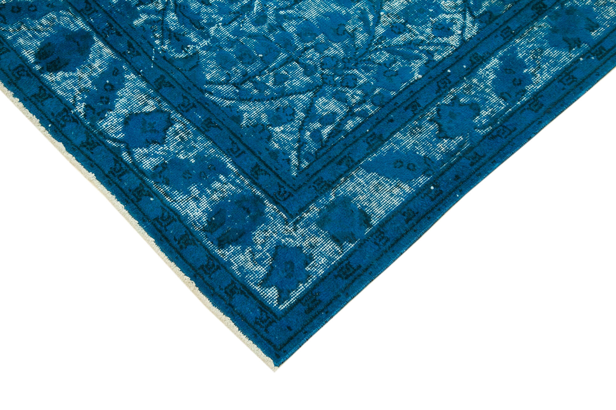 Vintage Area Rug - Hand Woven Rug Turquoise Wool Carpet 4'7''x7'7'' Durable Cotton Wool