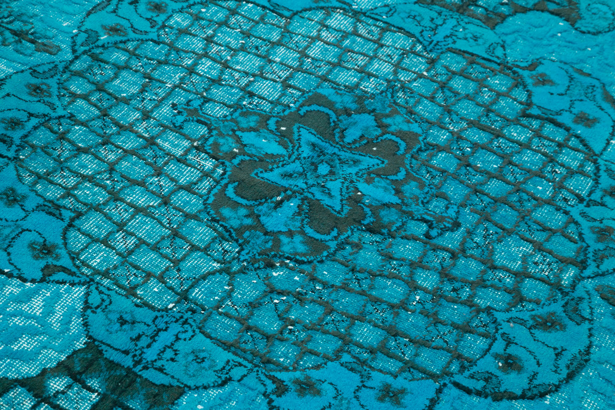 Vintage Cotton Wool Rug – Handmade Area Rug 6'0''x8'10'' Turquoise Wool Carpet