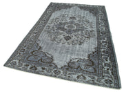 Handmade Vintage Area Rug - Oyma Grey Cotton Wool Rug 5'3''x8'6'' | Turkish Hand Knotted