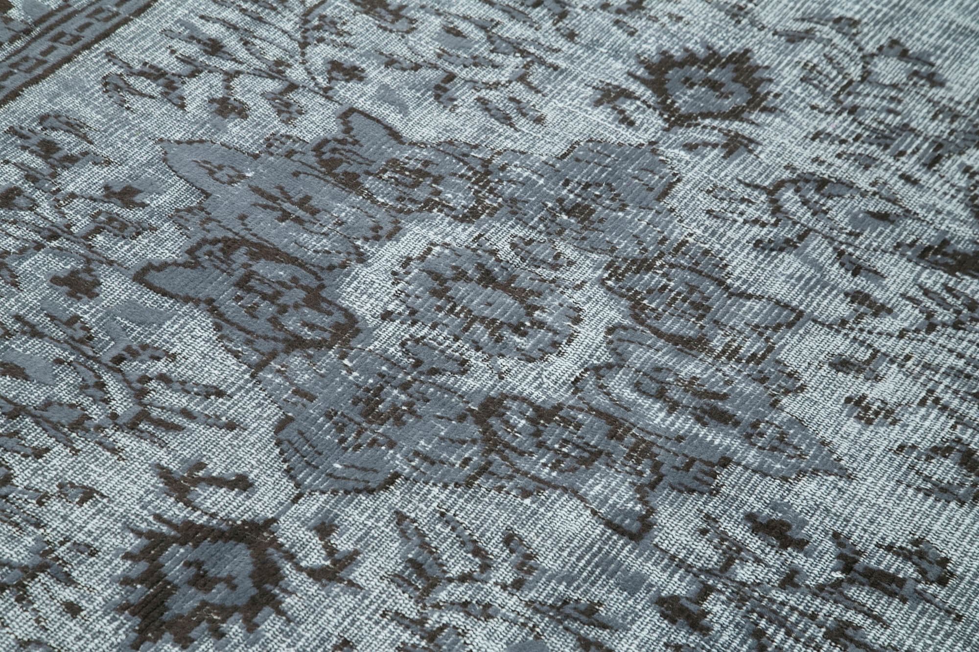 Handmade Vintage Area Rug - Oyma Grey Cotton Wool Rug 5'3''x8'6'' | Turkish Hand Knotted