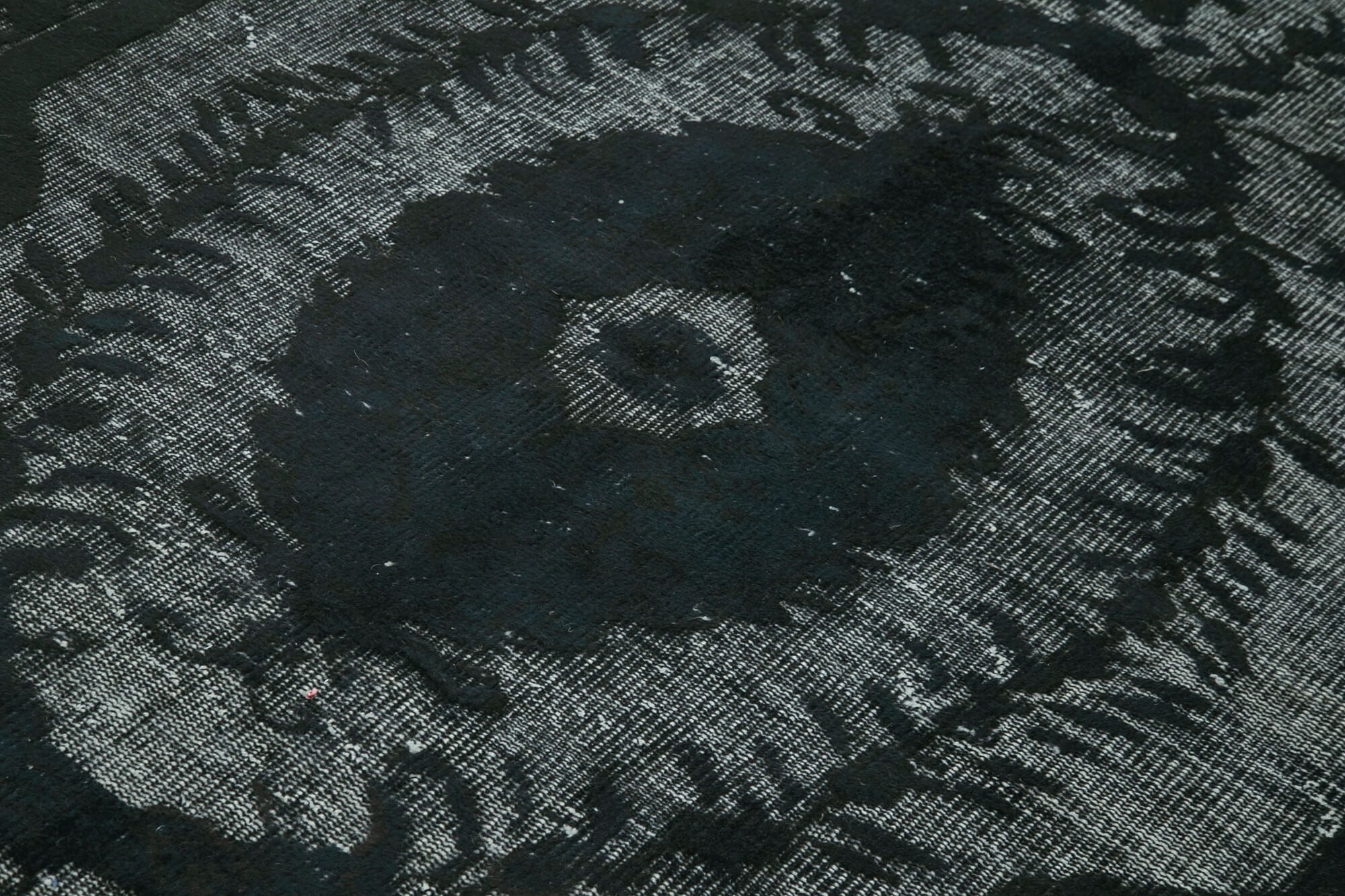 Vintage Handmade Area Rug - Hand Woven Cotton Wool Rug, Black Retro Style Carpet 5'11"x8'9"