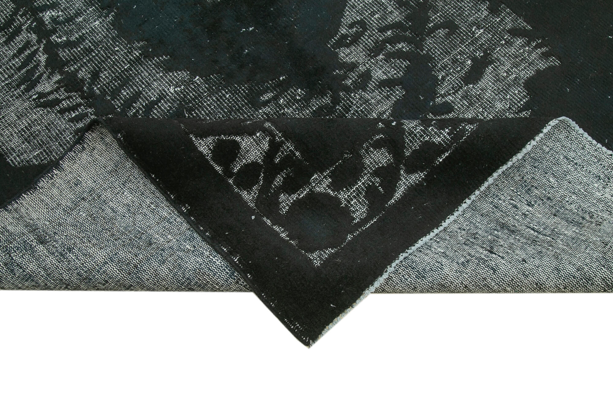 Vintage Handmade Area Rug - Hand Woven Cotton Wool Rug, Black Retro Style Carpet 5'11"x8'9"