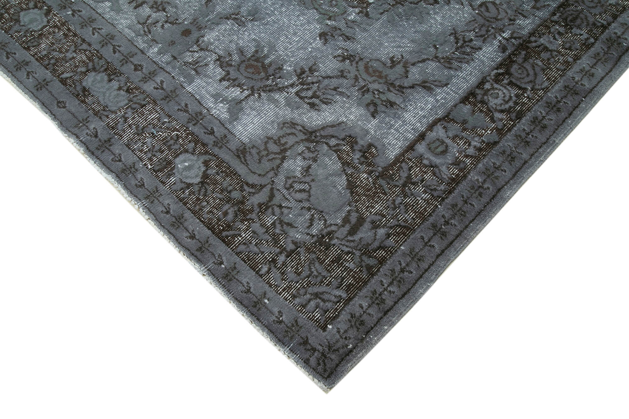 Handmade Vintage Area Rug - Oyma Grey Cotton Wool Carpet 5'9''x8'9'' Soft Wool Floor Covering