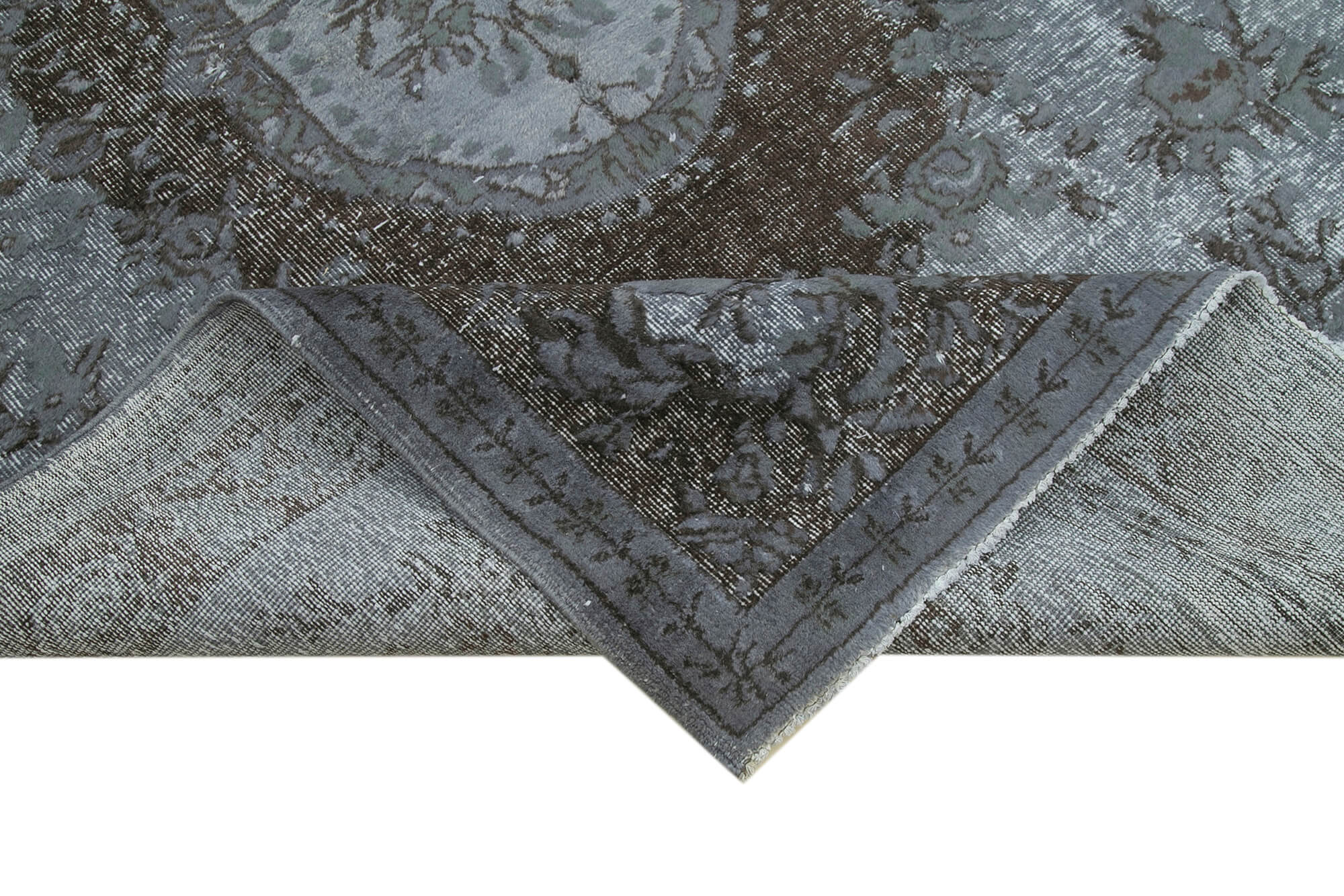 Handmade Vintage Area Rug - Oyma Grey Cotton Wool Carpet 5'9''x8'9'' Soft Wool Floor Covering