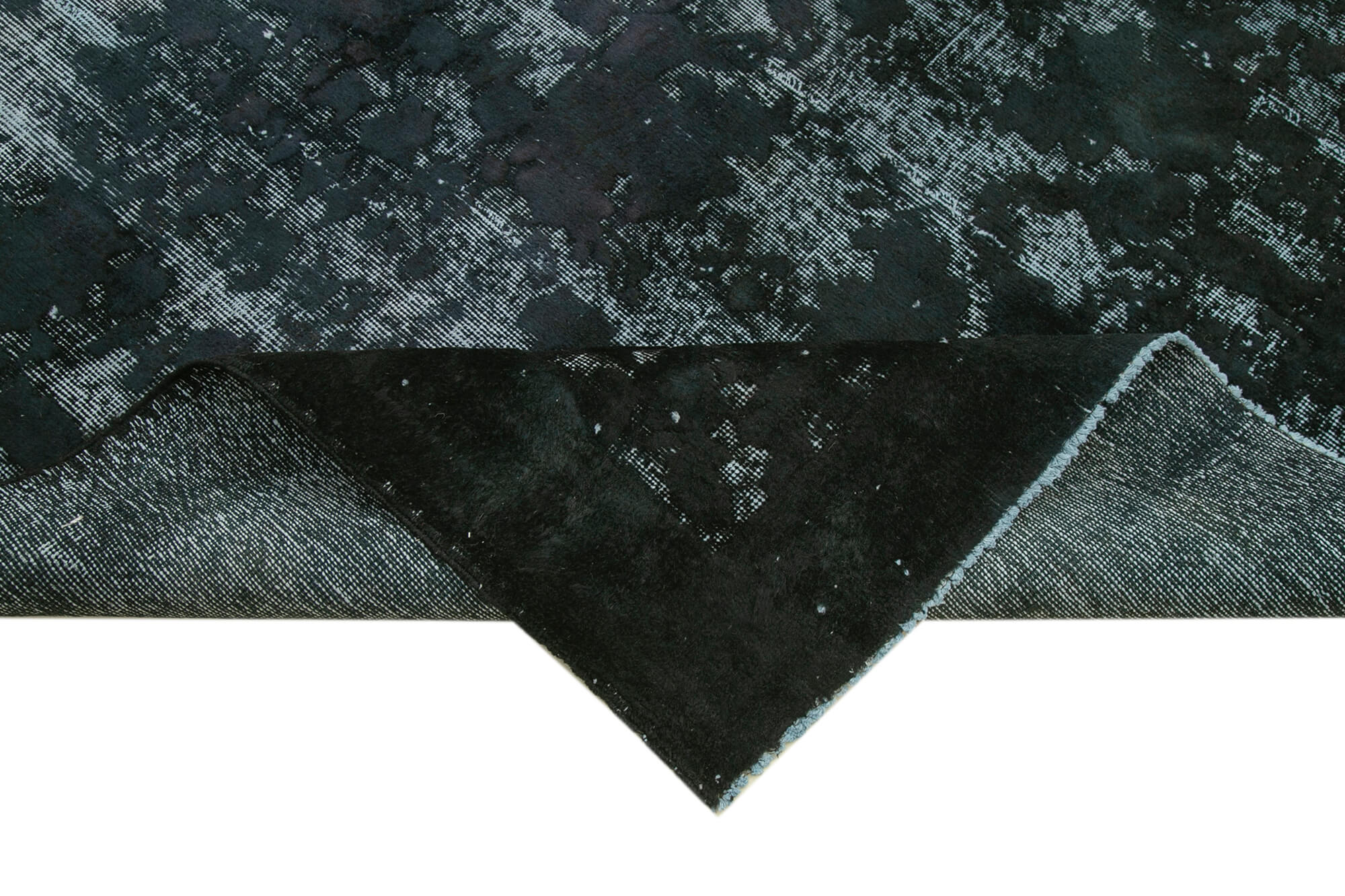 Vintage Wool Area Rug - Handmade Cotton Rug Black 6'1''x9'7'' Durable Woven Carpet