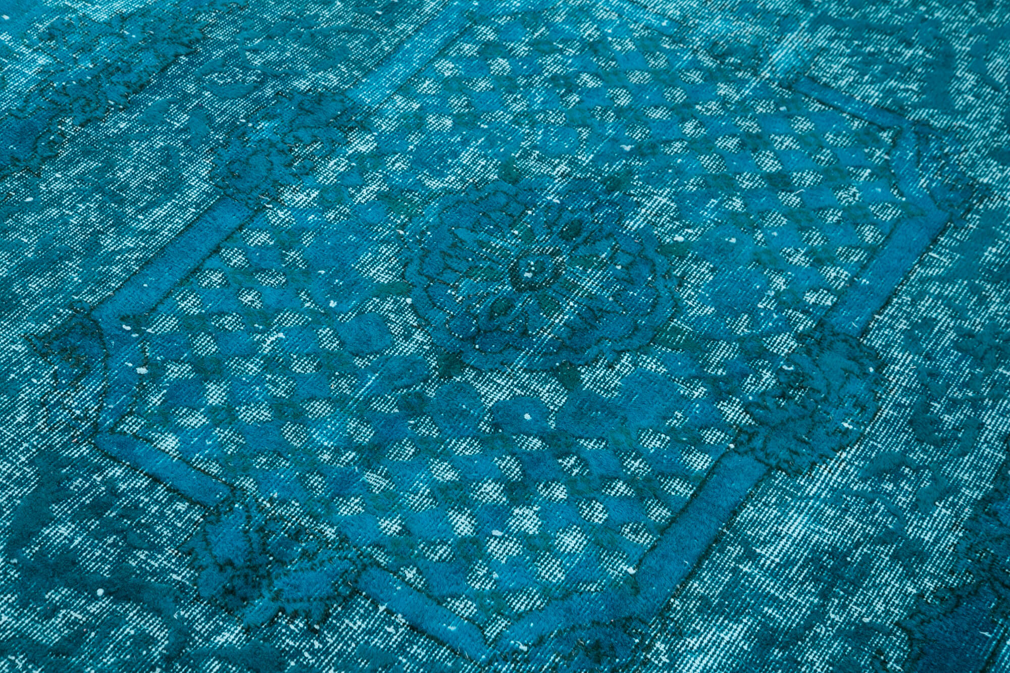 Vintage Cotton Wool Rug – Handmade Area Rug Turquoise Vintage Carpet 4'8''x8'3''