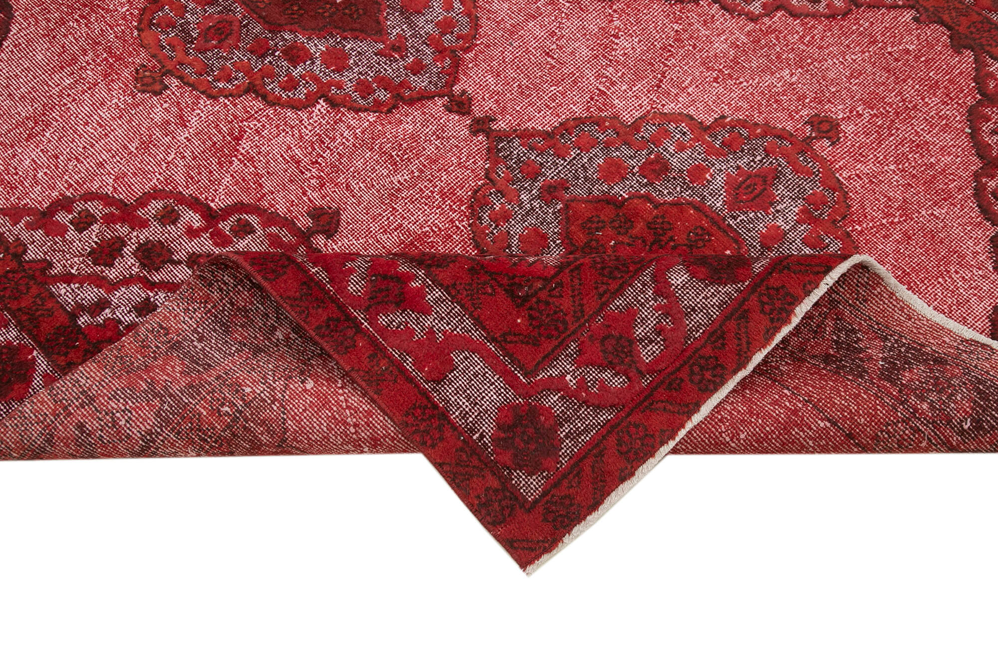 Vintage Wool Area Rug – Hand Woven Turkish Vintage Carpet 4'11''x12'2'' Red