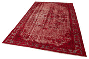 Handmade Vintage Area Rug – Red Cotton Wool Carpet, Traditional Hand Knotted Design 5'10"x8'10"
