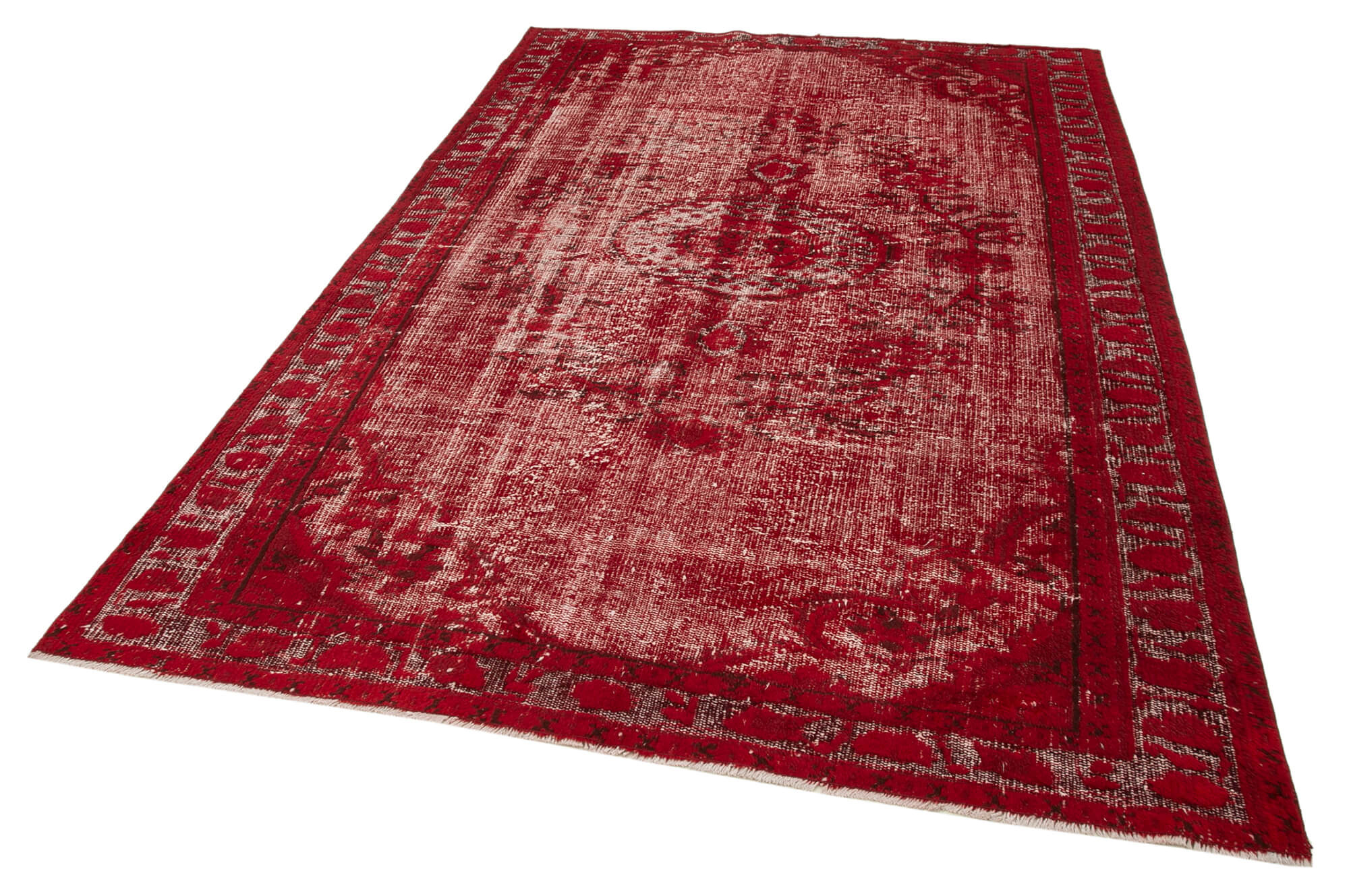 Handmade Vintage Area Rug – Red Cotton Wool Carpet, Traditional Hand Knotted Design 5'10"x8'10"
