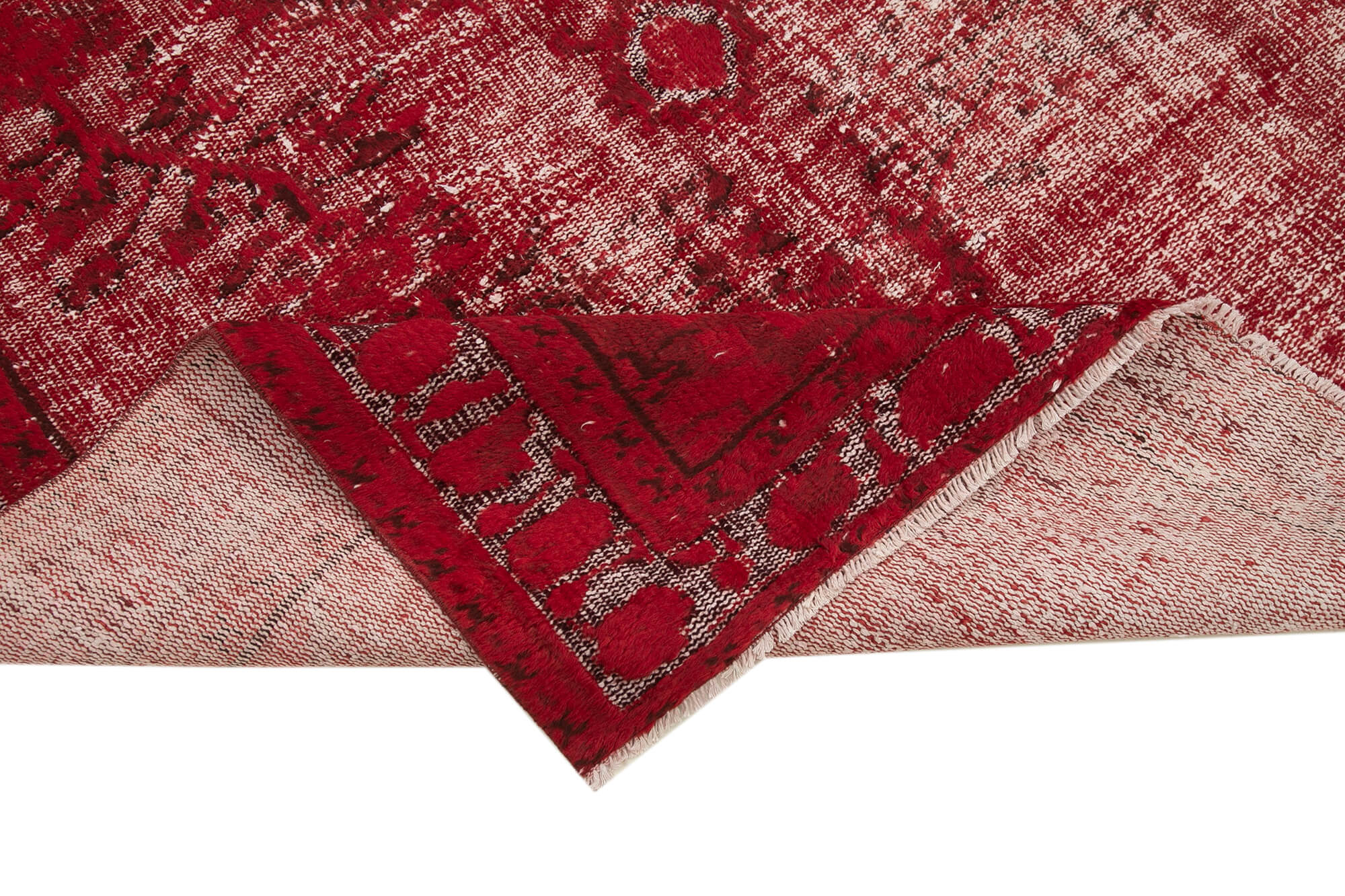Handmade Vintage Area Rug – Red Cotton Wool Carpet, Traditional Hand Knotted Design 5'10"x8'10"