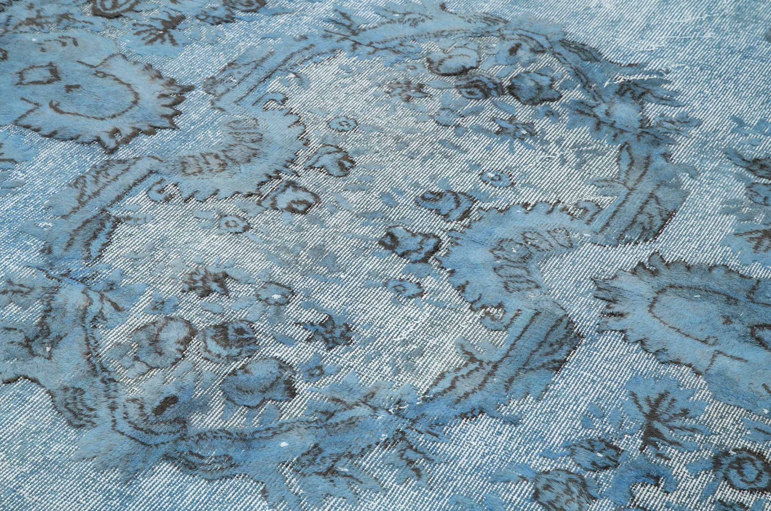 Vintage Wool Area Rug – Handmade Cotton Wool Blend Rug, Blue Vintage Carpet 5'7''x9'10''
