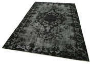 Handmade Vintage Area Rug – Black Wool Cotton Rug, Traditional Knotted Carpet 5'8''x8'10''