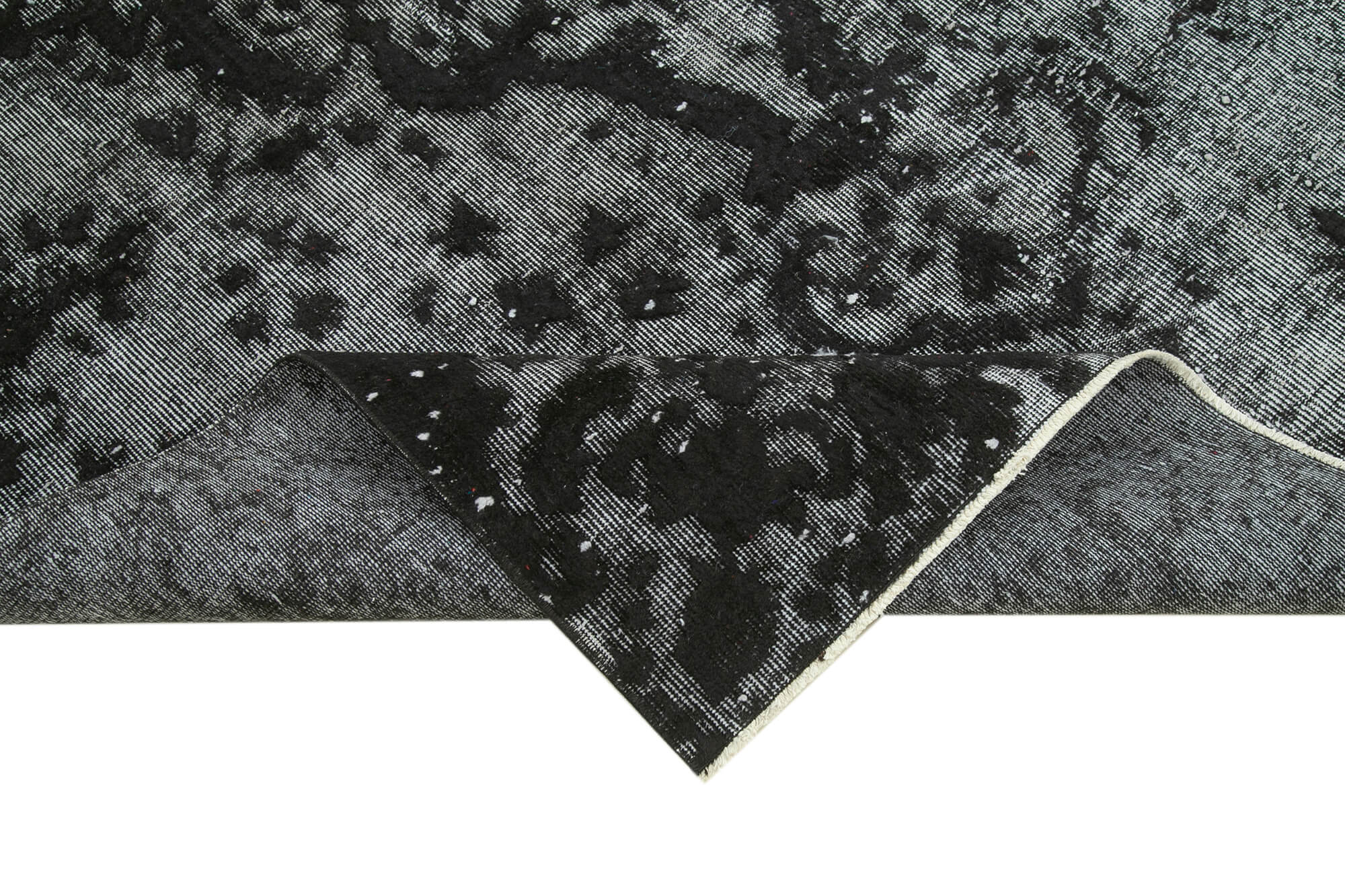 Handmade Vintage Area Rug – Black Wool Cotton Rug, Traditional Knotted Carpet 5'8''x8'10''