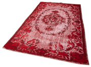 Vintage Handmade Area Rug - Red 5'6''x9'1'' Hand Woven Turkish Carpet Cotton Wool