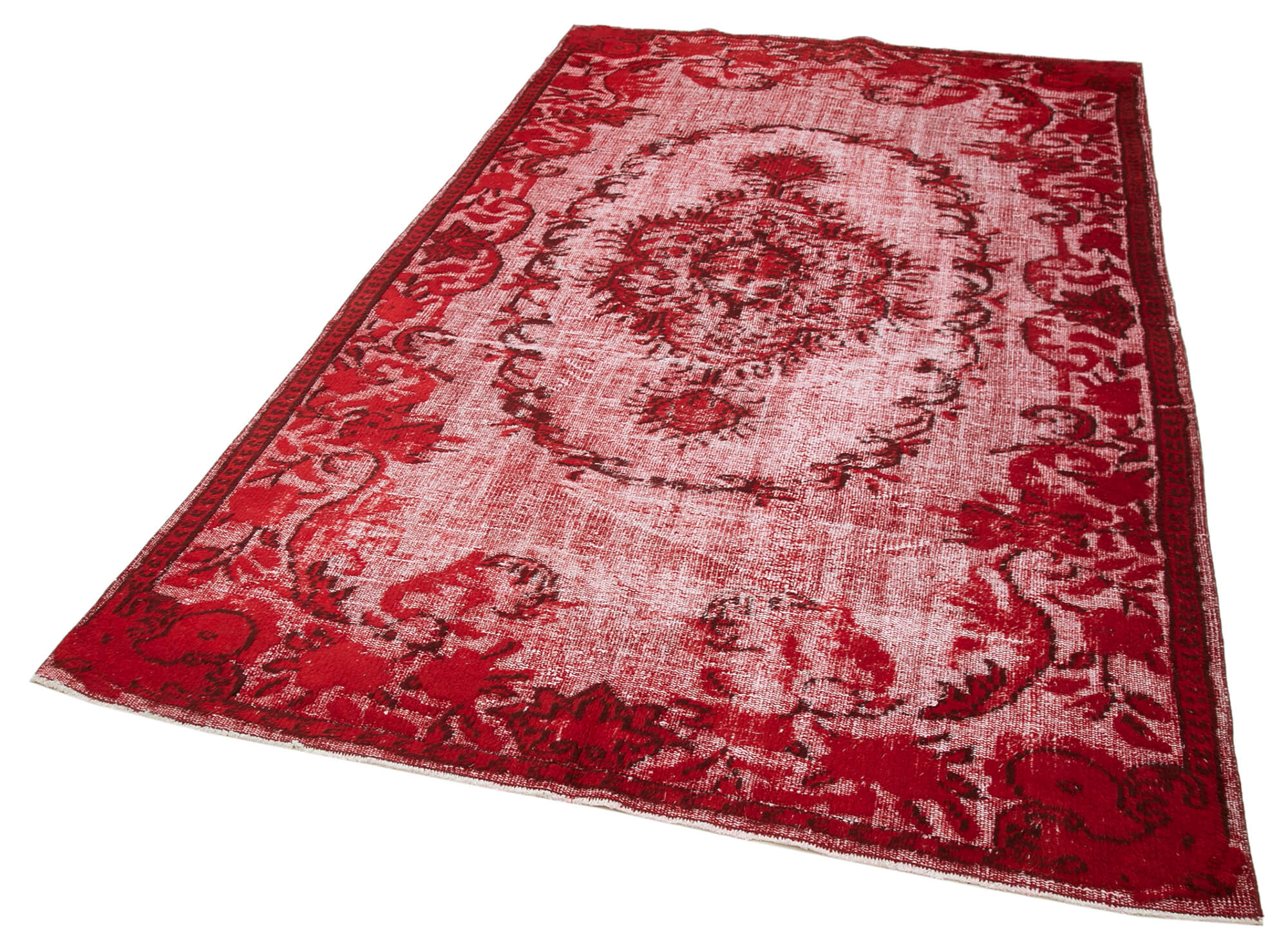 Vintage Handmade Area Rug - Red 5'6''x9'1'' Hand Woven Turkish Carpet Cotton Wool