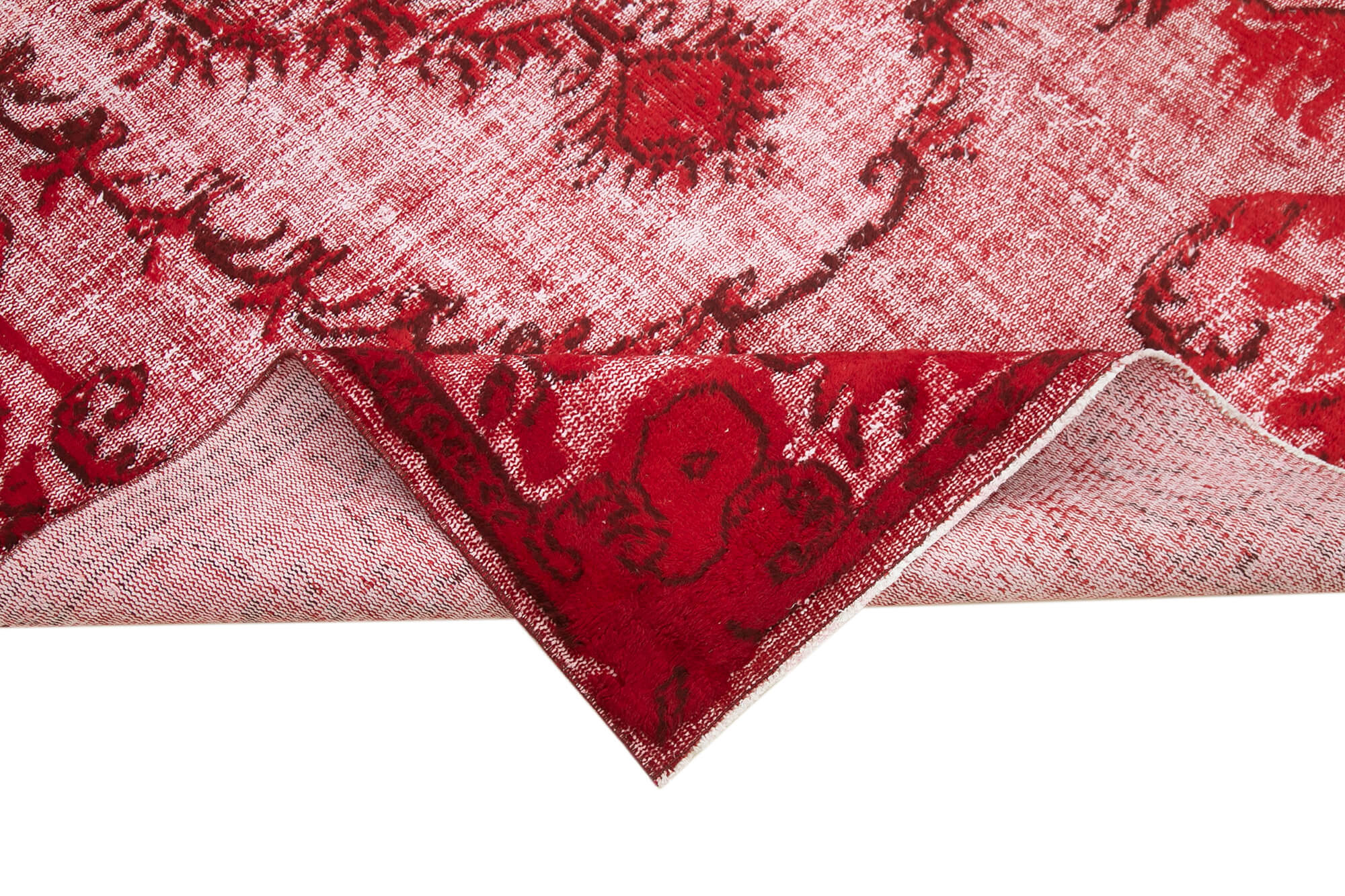 Vintage Handmade Area Rug - Red 5'6''x9'1'' Hand Woven Turkish Carpet Cotton Wool