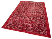 Vintage Handmade Area Rug – Red Wool Cotton Blend Handwoven Turkish Carpet 4'10''x7'9''