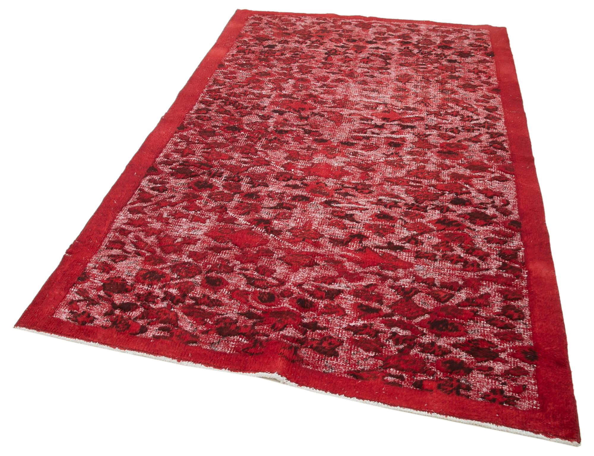 Vintage Handmade Area Rug – Red Wool Cotton Blend Handwoven Turkish Carpet 4'10''x7'9''