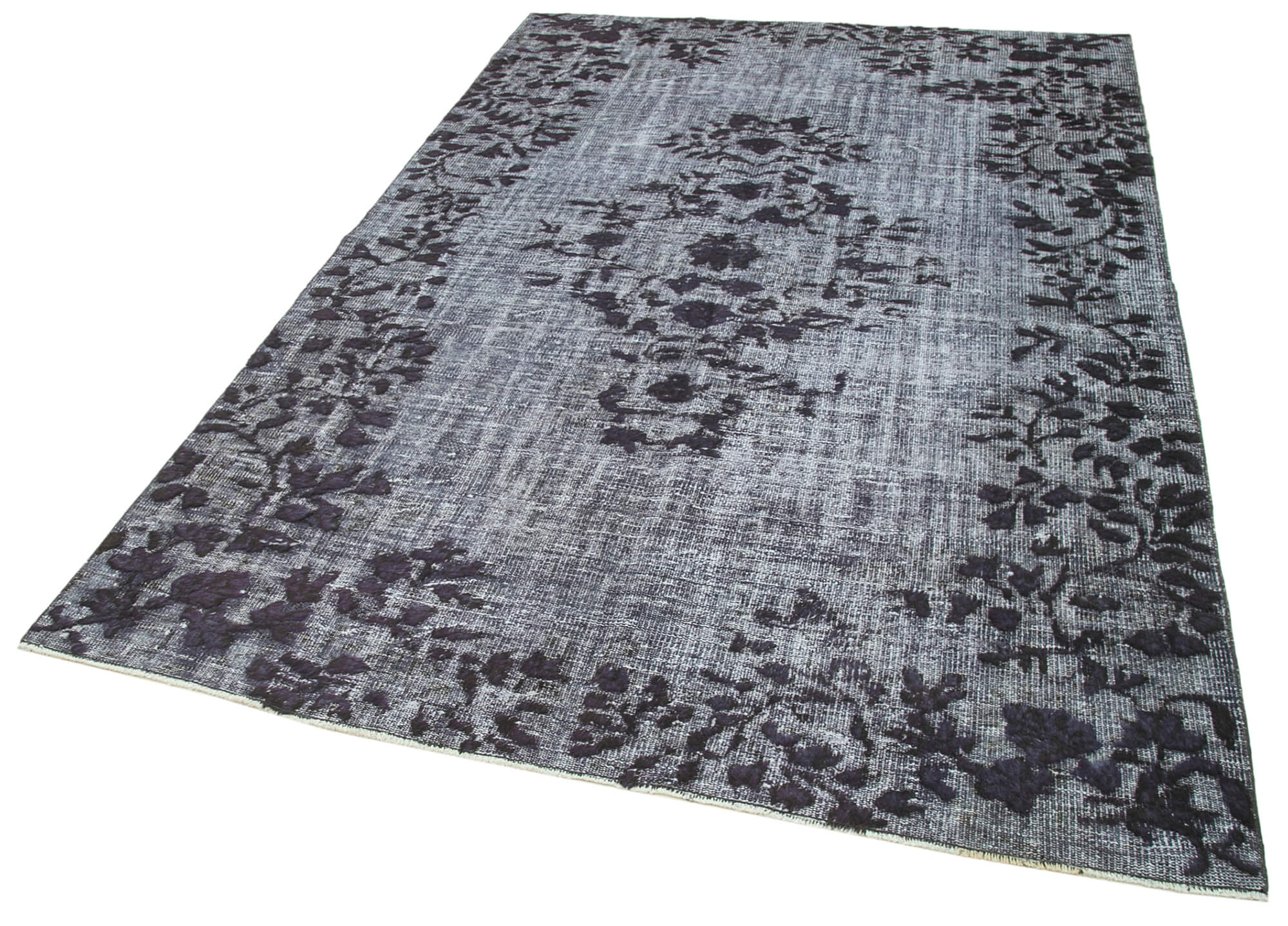 Vintage Wool Area Rug - Hand Woven Grey Cotton Wool Carpet 5'10''x8'10''