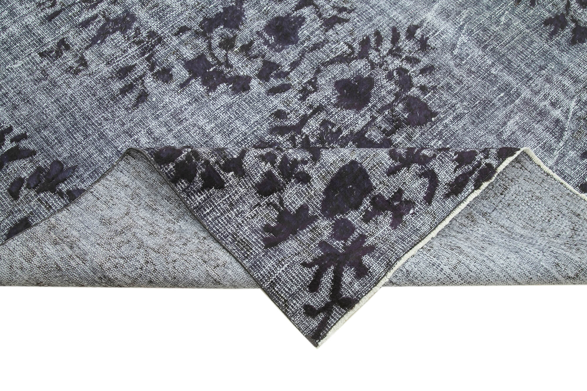 Vintage Wool Area Rug - Hand Woven Grey Cotton Wool Carpet 5'10''x8'10''